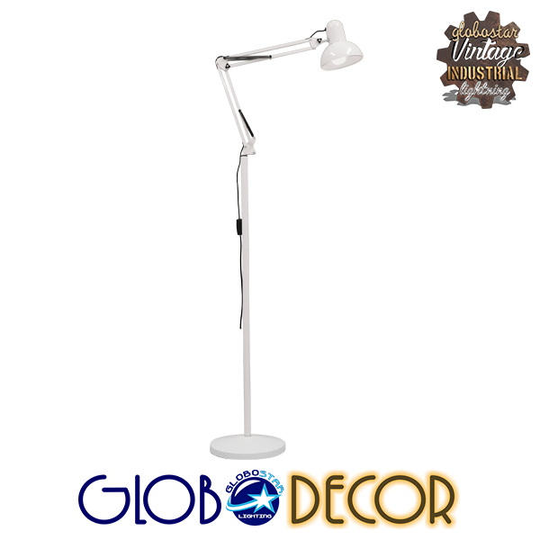 GloboStar® AUDREY 01471 Vintage Φωτιστικό Δαπέδου Μονόφωτο 1 x E27 Λευκό Μεταλλικό Καμπάνα D15 x H190cm