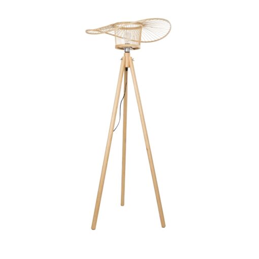 GloboStar® POPPY 01987 Boho Επιδαπέδιο Φωτιστικό Μονόφωτο 1 x E27 IP20 Μπεζ Ξύλο – Μ58 x Π58 x Υ138cm