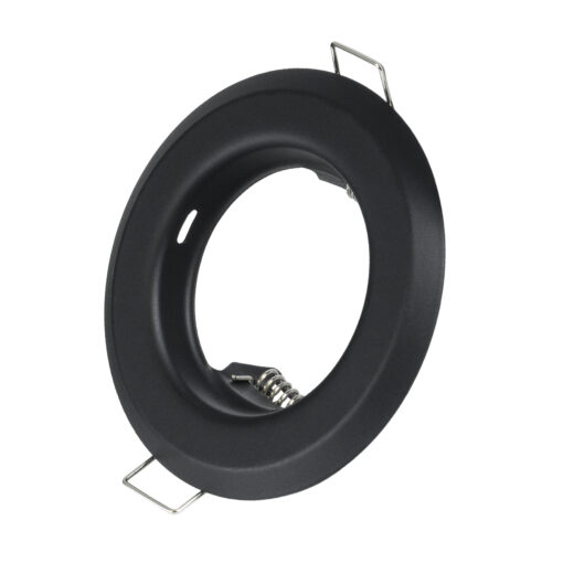 GloboStar® DELTA 77808 Χωνευτό Στρόγγυλο Σποτ Οροφής για Λάμπα MR16 με Βάση GU5.3 ή GU10 – IP20 – Μεταλλικό – Φ83 x Υ31mm – Μαύρο – 5 Χρόνια Εγγύηση