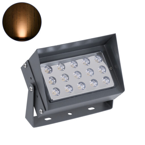 GloboStar® FLOOD-KAMY 90371 Προβολέας Wall Washer με Αντιθαμβωτική Γρίλια για Φωτισμό Κτιρίων LED 30W 2550lm 5° DC 24V Αδιάβροχο IP65 L19.5 x W10.7 x H9.5cm Αρχιτεκτονικό Πορτοκαλί 2200K – Γκρι Ανθρακί – 3 Years Warranty