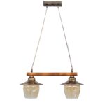 Κρεμαστό φωτιστικό με γυαλιά μελί R-98CABLE RAGA 2/L BRONZE Heronia – 30-0068