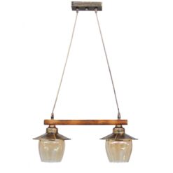 Κρεμαστό φωτιστικό με γυαλιά μελί R-98CABLE RAGA 2/L BRONZE Heronia – 30-0068
