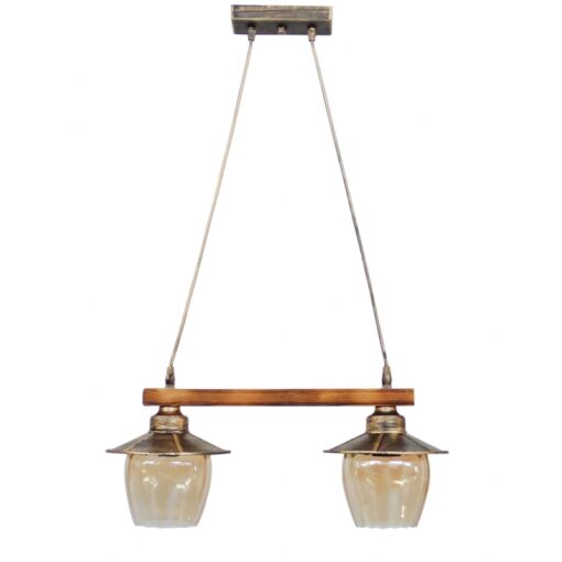 Κρεμαστό φωτιστικό με γυαλιά μελί R-98CABLE RAGA 2/L BRONZE Heronia – 30-0068