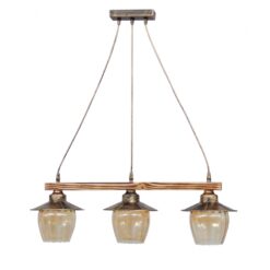 Κρεμαστό φωτιστικό με γυαλιά μελί R-98CABLE RAGA 3/L BRONZE Heronia – 30-0069