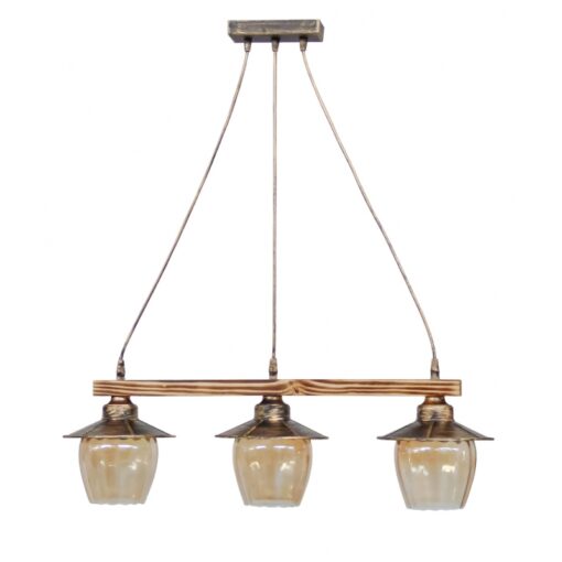 Κρεμαστό φωτιστικό με γυαλιά μελί R-98CABLE RAGA 3/L BRONZE Heronia – 30-0069