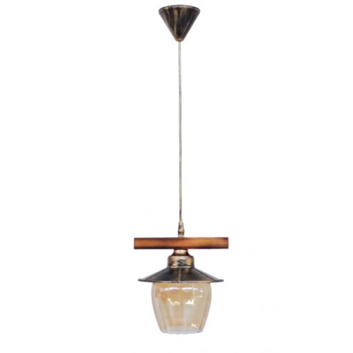 Κρεμαστό φωτιστικό με γυαλί μελί R-98CABLE 1L BRONZE Heronia – 30-0071