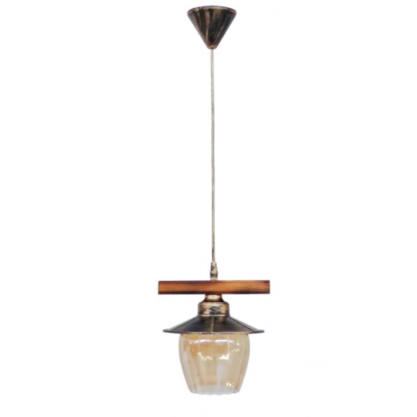 Κρεμαστό φωτιστικό με γυαλί μελί R-98CABLE 1L BRONZE Heronia – 30-0071