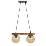 Κρεμαστό φωτιστικό με γυαλιά μελί R-600 CABLE RAGA 2/L WOOD Heronia – 30-0072