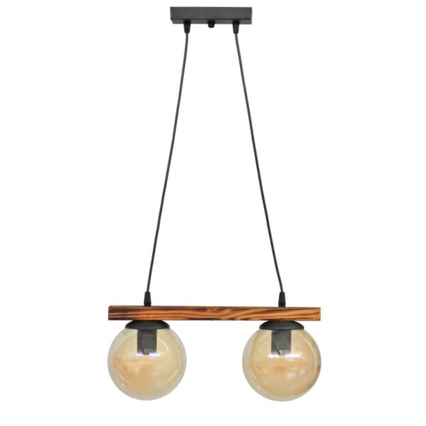 Κρεμαστό φωτιστικό με γυαλιά μελί R-600 CABLE RAGA 2/L WOOD Heronia – 30-0072