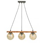 Κρεμαστό φωτιστικό με γυαλιά μελί R-600 CABLE RAGA 3/L WOOD Heronia – 30-0073