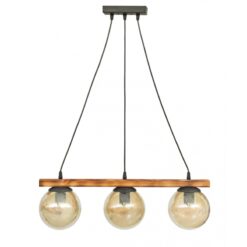 Κρεμαστό φωτιστικό με γυαλιά μελί R-600 CABLE RAGA 3/L WOOD Heronia – 30-0073