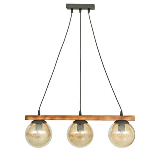 Κρεμαστό φωτιστικό με γυαλιά μελί R-600 CABLE RAGA 3/L WOOD Heronia – 30-0073