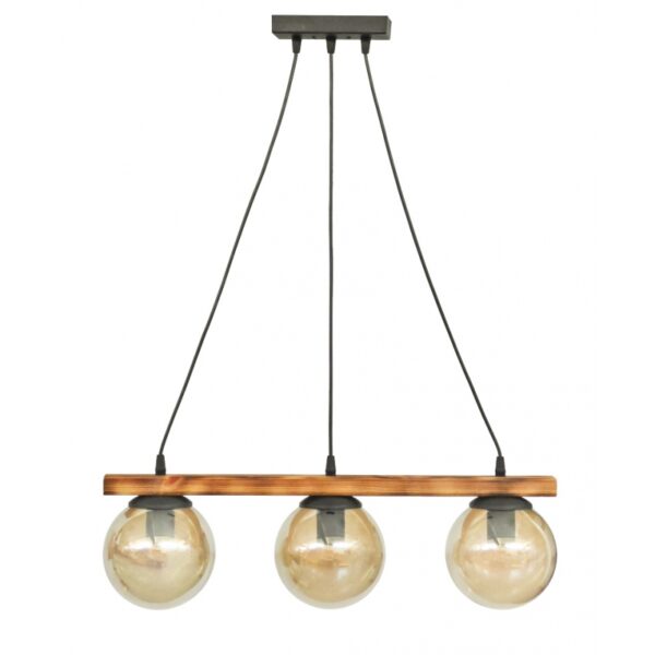 Κρεμαστό φωτιστικό με γυαλιά μελί R-600 CABLE RAGA 3/L WOOD Heronia – 30-0073