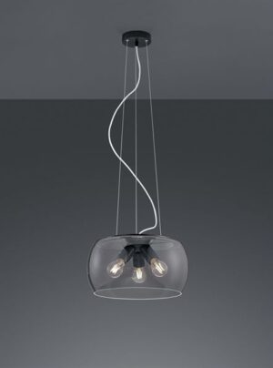 Κρεμαστό Πολύφωτο Ανθρακί με Φιμέ Γυαλί VALENTE 3xE27 Trio Lighting – 300600342