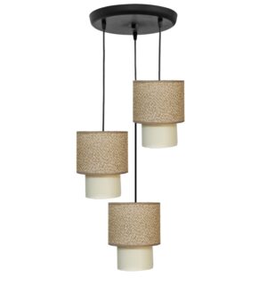 Κρεμαστό Φωτιστικό 3φωτο Καφέ-Κρεμ HK-10PENDEL Heronia – 14-0272