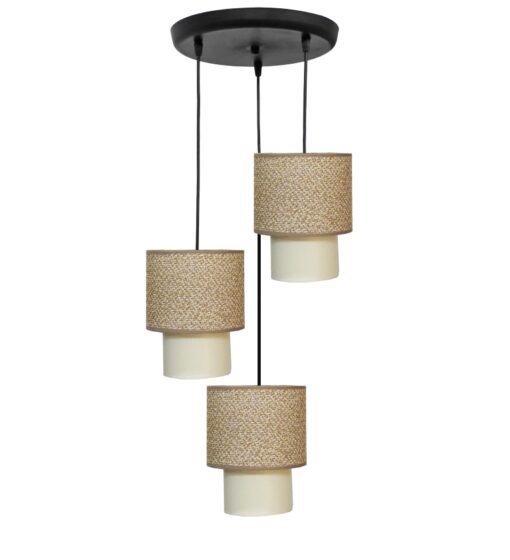 Κρεμαστό Φωτιστικό 3φωτο Καφέ-Κρεμ HK-10PENDEL Heronia – 14-0272