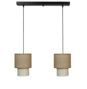 Κρεμαστό φωτιστικό 2φωτο Καφέ-κρεμ HK-10 Ράγα Heronia – 14-0276