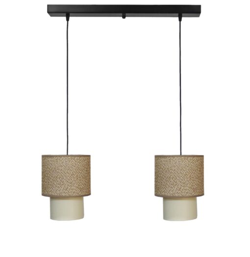 Κρεμαστό φωτιστικό 2φωτο Καφέ-κρεμ HK-10 Ράγα Heronia – 14-0276