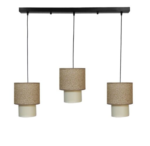 Κρεμαστό φωτιστικό 3φωτο καφέ-κρεμ HK-10  Heronia -14-0277