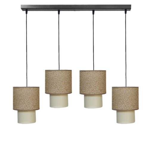 Κρεμαστό φωτιστικό 4φωτο καφέ-κρεμ HK-10 RAGA Heronia – 14-0278