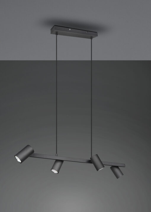 Κρεμαστό Φωτιστικό Trio Lighting MARLEY  4x GU10 Μαύρο Ματ Μεταλλικό   – 302400432