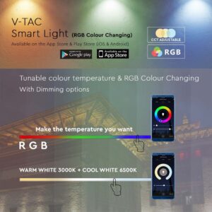 Wi-Fi Smart LED Προβολέας 10W V-TAC Μαύρος 725lm RGB+W Dimmable CCT IP65  – 3006