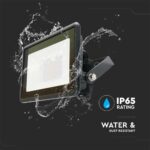 Wi-Fi Smart LED Προβολέας 10W V-TAC Μαύρος 725lm RGB+W Dimmable CCT IP65  – 3006