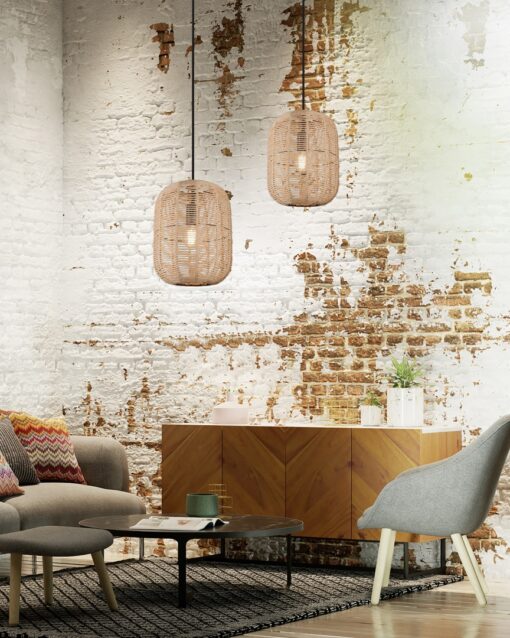 Κρεμαστό Φωτιστικό Trio Lighting   E27 Καφέ Sisal   303090132