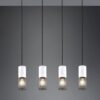 Κρεμαστό Φωτιστικό Ράγα TOSH Trio Lighting 4x E27 Μαύρο Μεταλλικό Πλέγγμα & Άσπρο Ξύλο – 304300434
