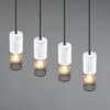 Κρεμαστό Φωτιστικό Ράγα TOSH Trio Lighting 4x E27 Μαύρο Μεταλλικό Πλέγγμα & Άσπρο Ξύλο – 304300434