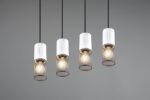 Κρεμαστό Φωτιστικό Ράγα TOSH Trio Lighting 4x E27 Μαύρο Μεταλλικό Πλέγγμα & Άσπρο Ξύλο – 304300434