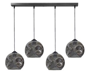 Κρεμαστό φωτιστικό 4φωτο φυμέ-μαύρο POP RAGA  Heronia – 02-0414