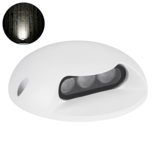 GloboStar® STEP-LUNA 90620 Επιφανειακό Φωτιστικό Σκαλοπατιού – Διαδρόμου LED 3W 345lm 10° DC 24V Αδιάβροχο IP65 Φ12 x Υ3cm Φυσικό Λευκό 4500K – Λευκό – 3 Years Warranty
