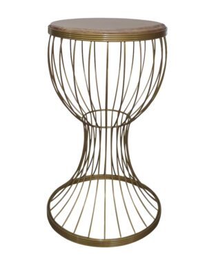 ΤΡΑΠΕΖΑΚΙ ΒΟΗΘΗΤΙΚΟ -D- ΨΗΛΟ ΠΟΤΗΡΙ Η59 x Φ35cm χρυσό ματ μεταλλικό/καφέ ξύλο Heronia – 17-0082