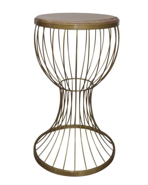 ΤΡΑΠΕΖΑΚΙ ΒΟΗΘΗΤΙΚΟ -D- ΨΗΛΟ ΠΟΤΗΡΙ Η59 x Φ35cm χρυσό ματ μεταλλικό/καφέ ξύλο Heronia – 17-0082