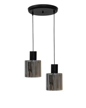 Κρεμαστό φωτιστικό 2φωτο φυμέ-μαύρο MIRROR-C Heronia – 02-0420