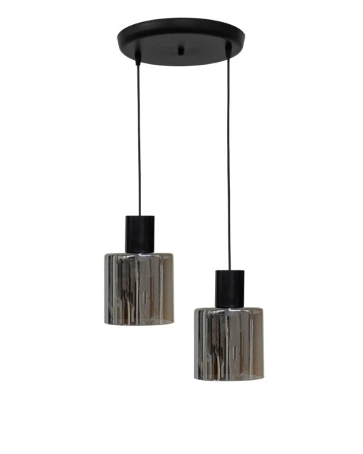 Κρεμαστό φωτιστικό 2φωτο φυμέ-μαύρο MIRROR-C Heronia – 02-0420