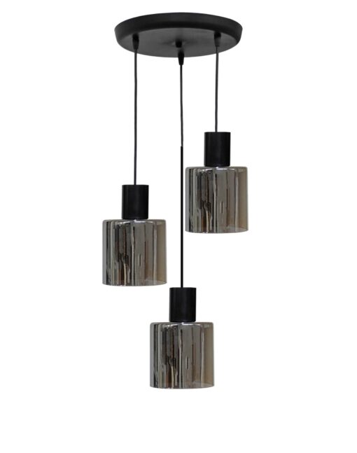 Κρεμαστό φωτιστικό 3φωτο φυμέ-μαύρο PENDE Heronia – 02-0419