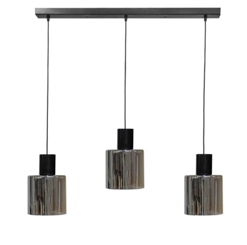 Κρεμαστό φωτιστικό 3φωτο φυμέ-μαύρο MIRROR-C Heronia – 02-0421