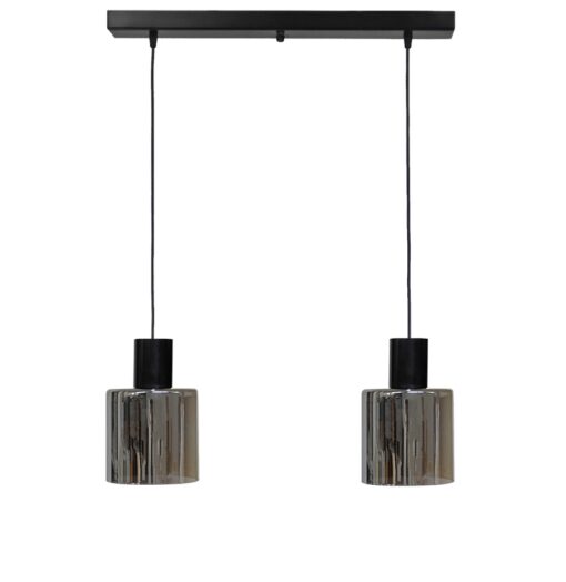 Κρεμαστό φωτιστικό 2φωτο φυμέ-μαύρο MIRROR-C Heronia – 02-0422