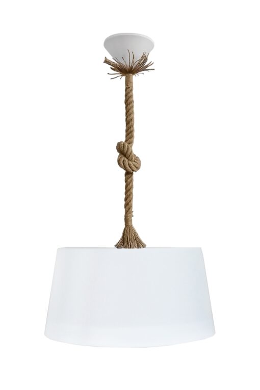 Μονόφωτο πλαστικό Με Σχοινί Λευκό Φ35cm DRUM Heronia – 31-1351