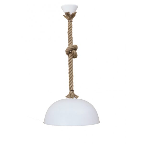 Κρεμαστό  φωτιστικό Καμπάνα Φ300 1L Σχοινί UT-Λευκό Heronia – 31-1056