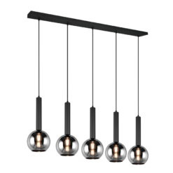 Κρεμαστό Φωτιστικό Trio Lighting CLAYTON 5x E27 Μαύρο Ματ Μεταλλικό – 310300532
