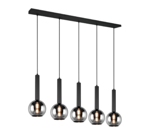 Κρεμαστό Φωτιστικό Trio Lighting CLAYTON  5x E27 Μαύρο Ματ Μεταλλικό   – 310300532