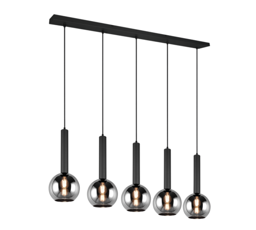 Κρεμαστό Φωτιστικό Trio Lighting CLAYTON  5x E27 Μαύρο Ματ Μεταλλικό   – 310300532
