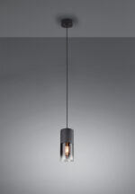 Κρεμαστό Φωτιστικό Trio Lighting 1x E27 Μαύρο Ματ Μεταλλικό με Φιμέ Γυαλί –  310600132