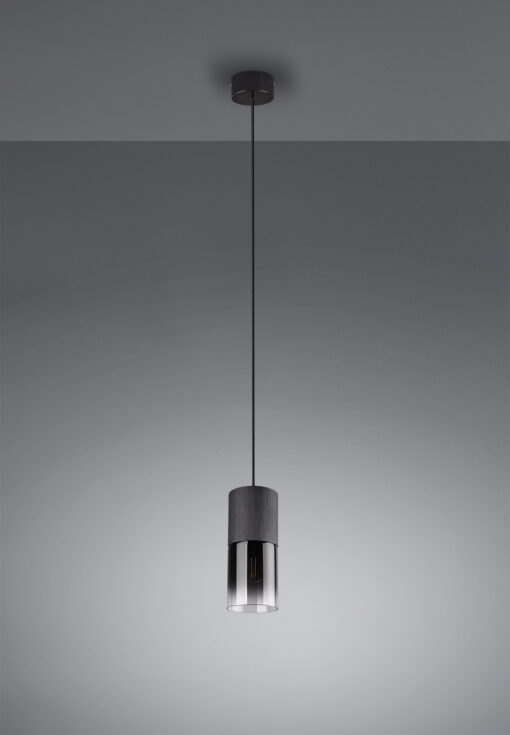 Κρεμαστό Φωτιστικό Trio Lighting 1x E27 Μαύρο Ματ Μεταλλικό με Φιμέ Γυαλί –  310600132