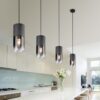 Κρεμαστό Φωτιστικό Trio Lighting 1x E27 Μαύρο Ματ Μεταλλικό με Φιμέ Γυαλί –  310600132