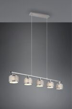 Κρεμαστό Φωτιστικό Ράγα Trio Lighting 5x E14 Χρώματος Χρώμιο με Γκρι Αμπαζουρ – 311600506