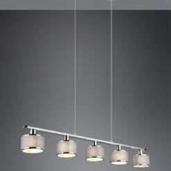 Κρεμαστό Φωτιστικό Ράγα Trio Lighting 5x E14 Χρώματος Χρώμιο με Γκρι Αμπαζουρ – 311600506